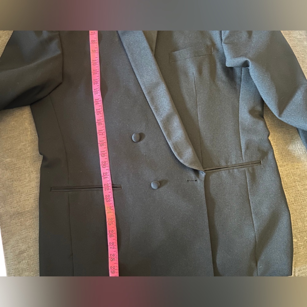 NOIR Black Tuxedo Jacket & Vest Set – Formal Holiday, Gala, Wedding Ready Suit - Picture 8 of 12